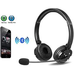 Bluetooth Headphones with Microphone LUXMO Wireless Bluetooth Headset [Noise Cancelling & Listen to Music] with Mic Car Phone Headset for iPhone Android Cellphone Office Call Center Skype Truck Driver