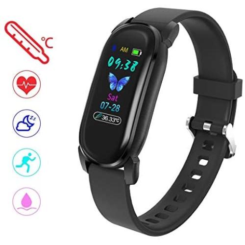 Nalite Fitness Tracker Temperature Test Bracelet IP68 Waterproof Smart Watches with Multi-Sport Mode/ Heart Rate/ Blood Oxygen/ Step Recording/ Calorie Function/ Information Push for Men and Women