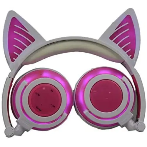 MeterMal Earphonel Cute Cat Ear Rechargeable Gaming Headset with LED Lights Colorful Over Ear Foldable Headphones with Mic for Cell Phone Pink MeterMal Earphonel Cute Cat Ear Rechargeable Gaming Headset with LED Lights Colorful Over Ear Foldable Headphones with Mic for Cell Phone Pink
