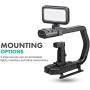 Movo MicRig-W2 Wireless Microphone Filmmaker Kit - Video Handle Camera Stabilizer with Dual Wireless Lavalier Microphone Compatible with DSLR, Mirrorless Cameras, iPhone, Android Smartphones