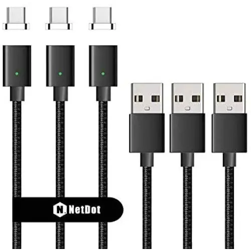 Netdot Gen7 Nylon Braided USB-C Magnetic Fast Charging Cable Compatible with Type-C Smartphone(3.3ft /3 Pack Black) Netdot Gen7 Nylon Braided USB-C Magnetic Fast Charging Cable Compatible with Type-C Smartphone(3.3ft /3 Pack Black)