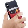 TOPWOOZU Phone Card Holder with Ring Grip for Back of Phone,Adhesive Stick-on Credit Card Wallet Pocket for iPhone,Android and Smartphones (Red)