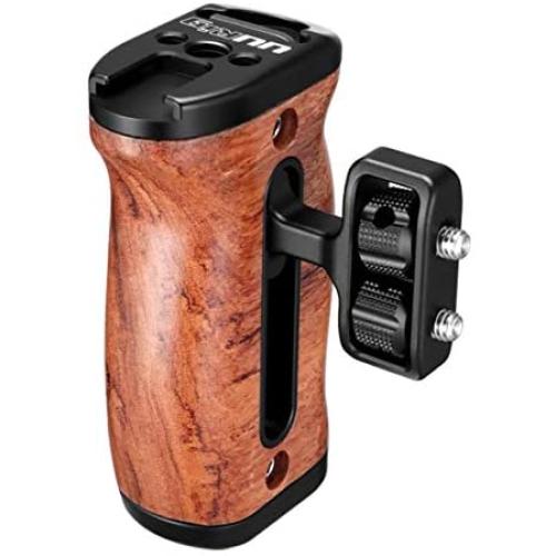 UURig Side Wooden Handle Grip, Universal Camera Cage Handle with Cold Shoe Mount 1/4 Srew Compatible with DSLR Sony A7III/A7RIII/A7M3/A6400/A6500/A6600 Cage