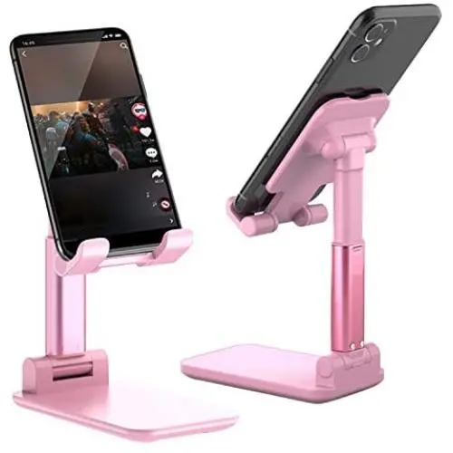 Adjustable Cell Phone Stand, Foldable Portable Phone Holder Cradle Dock for Desk Adjustable Height Angle Phone Holder Desktop iPad Stand, Compatible with Smartphone/iPad/Kindle (Pink) Adjustable Cell Phone Stand, Foldable Portable Phone Holder Cradle Dock for Desk Adjustable Height Angle Phone Holder Desktop iPad Stand, Compatible with Smartphone/iPad/Kindle (Pink)