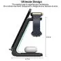 Quezqa Wireless Charging Stand – 3 in 1 Fast Wireless Charger – Qi Charging Station Dock Compatible with AirPods Pro Apple Watch Series 5 4 3 2 iPhone 11 Pro Max Xs X Xr 8(with QC 3.0 Adapter) (Black)
