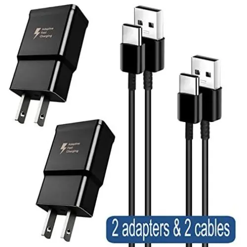 Adaptive Fast Charger Compatible Samsung Galaxy S10 / S10+ / S10e / S9 / S8 / Plus/Edge/Active/Note 8 / Note 9, Wall Plug Power Adapter with USB Type C Cable Cord (2 Pack) Adaptive Fast Charger Compatible Samsung Galaxy S10 / S10+ / S10e / S9 / S8 / Plus/Edge/Active/Note 8 / Note 9, Wall Plug Power Adapter with USB Type C Cable Cord (2 Pack)