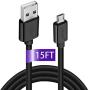 Micro USB Cable,15Ft Extra Long PS4 Controller Charger Cable,DEEGO Durable Android Charging Cord Data Sync Cable for Samsung Galaxy S7 Edge S6 S5,Note 5,Note 4,LG G4,Moto G5,Android Phone,Camera,Black
