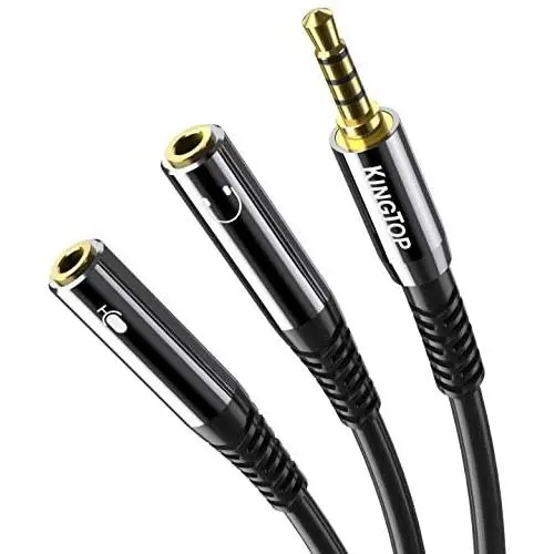 KINGTOP Headset Splitter Adapter 3.5mm Combo Audio Cable for PS4,Xbox One S,Tablet,Mobile Phone,PC Gaming Headsets and New Version Laptop(Upgraded Version) (Black) KINGTOP Headset Splitter Adapter 3.5mm Combo Audio Cable for PS4,Xbox One S,Tablet,Mobile Phone,PC Gaming Headsets and New Version Laptop(Upgraded Version) (Black)