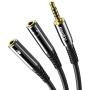 KINGTOP Headset Splitter Adapter 3.5mm Combo Audio Cable for PS4,Xbox One S,Tablet,Mobile Phone,PC Gaming Headsets and New Version Laptop(Upgraded Version) (Black)