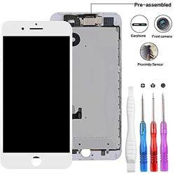 for iPhone 8 Plus Screen Replacement 5.5 inch, LCD 3D Touch Display Digitizer with Proximity Sensor + Front Facing Camera + Earpiece Speaker + Metal Back Plat + Tools Kit (iPhone 8plus White)