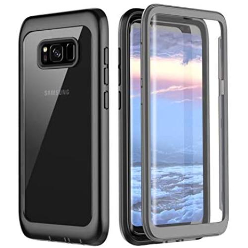Samsung Galaxy S8 Case, Pakoyi Full Body Bumper Case Built-in Screen Protector Slim Clear Shock-Absorbing Dustproof Lightweight Cover Case For Samsung Galaxy S8 (5.8 Inch)-Grey/Clear.