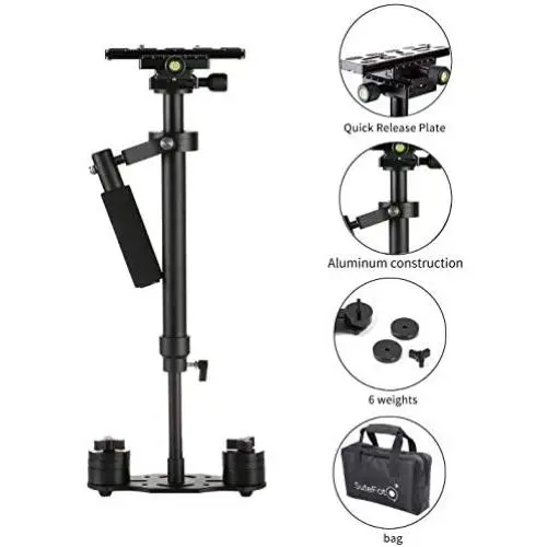 Sutefoto Portable S-60 Max Hight 0.6 Meter Handheld Stabilizer Pro Version for Camera Video DV DSLR - Weight Bearing Capability 0.2-3.5 Kilogram (7 Pound)