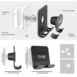 Wall Mount Phone Holder - Tryone Wall Phone Holder Mount with 2Pcs Adhesive Strip,Update Version Wall Phone Mount for Bathroom,Kitchen,Office and More,Compatible with All Phones and Mini Tablet