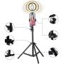 Cliusnra LED Selfie Ring Light: 6.3" Small Tripod Stand Phone Holder Kit YouTube Video iPhone Ipad Photography Photo Vlog Makeup Dimmable Warm/White/Natural O-Light Desk Floor Large USB Halo Lamp