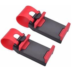 Mobile Phone Holder Mount Clip Buckle Socket Hands Free on Car Steering Wheel for iPhone Samsung Galaxy, PDA and Smart Cellphones (2Pcs)