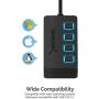 Sabrent 4-Port USB 3.0 Data Hub with Individual LED Power Switches | 2 Ft Cable | Slim & Portable | for Mac & PC (HB-UM43)