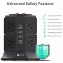 Power Strip Tower Gaming Surge Protector, iClever 8 AC Outlets 4.5A 4 USB Ports Desktop Charging Station with 6.5ft Extension Cord for PC Laptops iPhone Mobile Devices Home Office [Overload Protected]