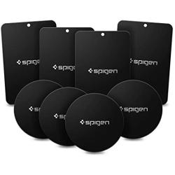 Spigen Kuel MP-8P Metal Plates for Magnetic Car Mount Phone Holder QNMP Compatible (8 Pack - 4 Round, 4 Rectangle) - Black