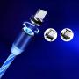 YICHUMY LED Flowing USB Charger Cable Magnetic 3 in 1 USB Charging Cable Light UP Micro USB/USB Type C Cable Multi Charging Cord Compatible Universal USB Charging Cable with Most Cell Phones (Blue)