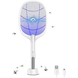 Large Electric Fly Swatter, Rechargeable Bug Zapper Racket, Mosquito Killer Racket for Indoor and Outdoor, 3-Layer Touch Mesh, USB Charge, 21.2''x 8.6''