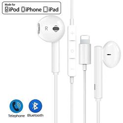 Lighting Connector Earbuds Earphone Wired Headphones Headset with Mic and Volume Control,Isolation Noise,Compatible with Apple iPhone 11 Pro Max/Xs Max/XR/X/7/8 Plus Plug and Play[Apple MFi Certified]