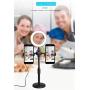NiSotieb Protable USB Interface Brightness Adjustable Selfie Ring Light with 2 Mobile Phone Holder Desktop Fill Light On-Camera Video Lights for Live Stream/Makeup/YouTube Video
