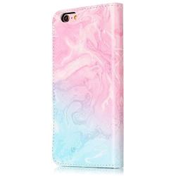 iPhone 6S Wallet Case,iPhone 6S Case,6S Case,iPhone 6 Case,JanCalm Pattern Premium PU Leather [Card/Cash Slots] Stand Flip Cover for iPhone 6/6S (4.7 inch) + Crystal Pen (Pink/Sky Blue)