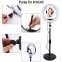 LED Foldable Selfie Ringlights Brightness Livestreaming Photography with Stand - BKispaki 8 Inch Dimmable Live Beauty Ring Light with Cell Phone Holder for Vlog/Makeup/TikTok