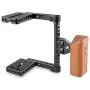 CAMVATE DSLR Video Camera Cage Stabilizer Rig with Wooden Handle for Canon Nikon Sony (Right Hand)