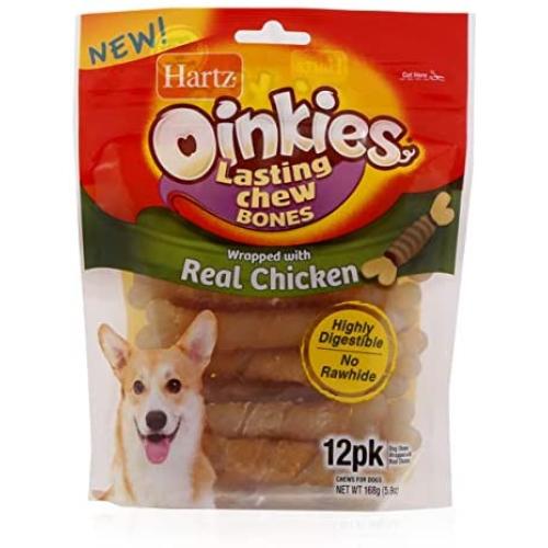 Hartz Oinkies Rawhide Free Pig Skin Dog Treat Chews