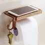 ThinkTop Antique Carving Toilet Roll Paper Holder with Phone Shelf Wall Mounted Bathroom Paper Rack and Hook-Rose Gold ThinkTop Antique Carving Toilet Roll Paper Holder with Phone Shelf Wall Mounted Bathroom Paper Rack and Hook-Rose Gold