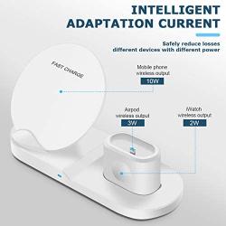 Wireless Charger, 3-in-1 Design Charging Stand Compatible for QI Cell Phone iWatch 1/2/3/4 and Airpod 2, iPhone 11/11 Pro Max/X/XS Max/8 Wireless Charging Station,Desk Charging Pad(White)