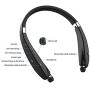 Foldable Bluetooth Headset, Beartwo Lightweight Retractable Bluetooth Headphones for Sports&Exercise, Noise Cancelling Stereo Neckband Wireless Headset (with carry case)