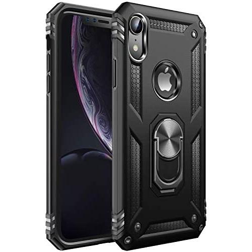 iPhone XR Case [ Military Grade ] 15ft. Drop Tested Protective Case | Kickstand | Wireless Charging | Compatible with Apple iPhone XR- Black