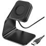 CAVN Compatible with Samsung Galaxy Watch Charger 42mm 46mm Gear S3 Charger Dock Stand, Replacement Aluminum Charging Cable Cord Station Cradle Base with 4.2ft USB Accessory (Not for Active) (Black)
