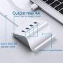 USB Charging Station, Multi Port USB Charger, Cell Phone Charging Station with Side Holder, 4 Port Charging Station Compatible with iPhone,Samsung,Tablet,Powerbank and More (NOT Wireless Charger)