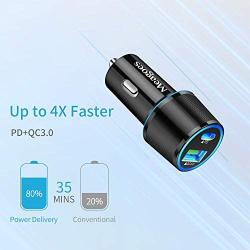 Meagoes USB C Car Charger, 36W 2-Port Fast Charging Adapter with PD&QC3.0 Compatible for Samsung Galaxy S20 Plus/Ultra/S20/S10/Note 10, iPad Pro, Google Pixel 4XL/3, iPhone 11/Pro/Max -3ft Type C Cord