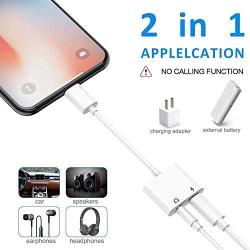 Headphone Adapter for iPhone Dongle Charger Jack AUX Audio Cable 3.5 mm Connector Splitter with iPhone 7/7 Plus/8/8 Plus/X/XS/XR/10/XS MAX /11 Pro Earphone Accessory Compatible All OS Systems