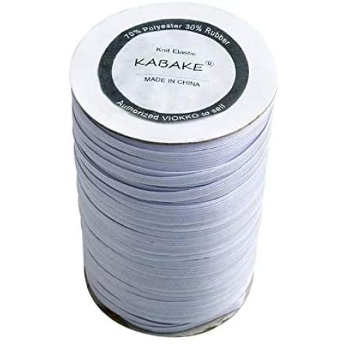 200 Yards Length 1/8 Inch Width Braided Elastic Band White Elastic String Cord Heavy Stretch High Elasticity Knit Elastic Band for Sewing Craft DIY, Mask