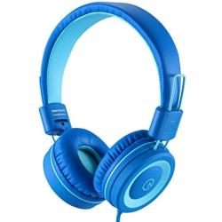 Kids Headphones - noot products K11 Foldable Stereo Tangle-Free 3.5mm Jack Wired Cord On-Ear Headset for Children/Boys/Girls/iPad/School/Kindle/Airplane/Plane/Tablet (Skyline Blue)