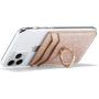 TOPWOOZU Phone Card Holder with Ring for Back of Phone,Adhesive Stick-on Credit Card Wallet Pocket for iPhone,Android and Smartphones (Pink)