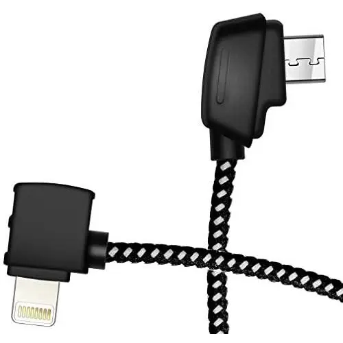 Hanatora 3.66 Inch Micro AB to iOS Remote Controller Cable for DJI Mavic Mini/Mavic 2 Pro Zoom/Mavic Air/Mavic Pro Platinum, Cell Phone OTG Nylon Braided Data Cord Accessories(iOS Connector) Hanatora 3.66 Inch Micro AB to iOS Remote Controller Cable for DJI Mavic Mini/Mavic 2 Pro Zoom/Mavic Air/Mavic Pro Platinum, Cell Phone OTG Nylon Braided Data Cord Accessories(iOS Connector)