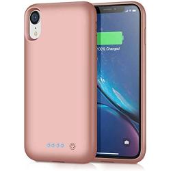 HHETP Battery Case for iPhone XR Upgraded【6800mAh】 Portable Rechargeable Charger Case for iPhone XR Extended Battery Pack for iPhone XR Protective Charging Case Backup Cover(6.1 inch) - Rose Gold