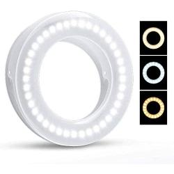 Selfie Ring Light, SHEGINEL Rechargeable Cell Phone Ring Light 3 Tones Selfie Fill Light with 40 LED Beads Makeup Light Ring for Selfie, Photography, Livestream