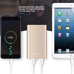 Power Bank 10000mAh with Flashliight Safe Metal Case Small Size Portable Charger Quick Charge Smart Phone iPhone iPad Samsung Galaxy LG (Gold)