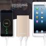 Power Bank 10000mAh with Flashliight Safe Metal Case Small Size Portable Charger Quick Charge Smart Phone iPhone iPad Samsung Galaxy LG (Gold)