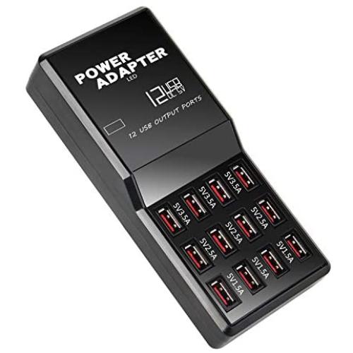 Multi Port USB Charger,12-Port 60W/12A Desktop USB Charging Station,Multi-Function USB Smart Charger,Multi-Port USB hub,Fast Charging for Smartphones，Tables，and More Devices