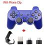 PengShi Wireless Gamepad for Android Phone/Pc/Ps3/Tv Box Joystick 2.4G Joypad Game Controller for Xiaomi Smart Phone Game Accessories (Color : with Stand Blue)