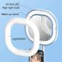 CameCosy Selfie LED Light with Tripod Stand +Foldable Beauty Mirror+Cell Phone Holder, Adjustable Brightness Fill Light for Makeup/Camera Video/YouTube, Compatible with iPhone/Android.-Blue