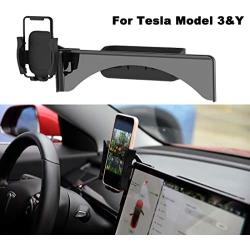 Car Cellphone Mount for Tesla Model 3 Model Y Monitor Fixed Clip Safety Cell Phone Holder Stand (Silence) Upgrade Silicone (All Screen Phone Holder)